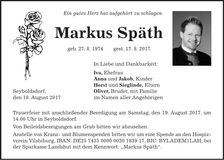 Traueranzeige Markus Spät