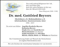 Traueranzeige Gottfried Beyvers
