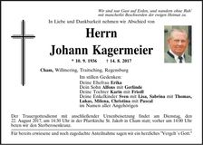 Traueranzeige Johann Kagermeier