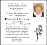 Traueranzeige Therese Hollmer