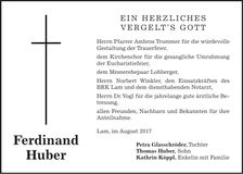 Traueranzeige Ferdinand Huber