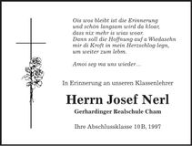 Traueranzeige Josef Nerl