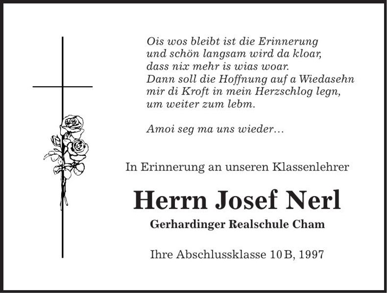 Traueranzeige Josef Nerl