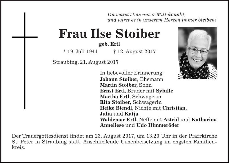 Traueranzeige Ilse Stoiber