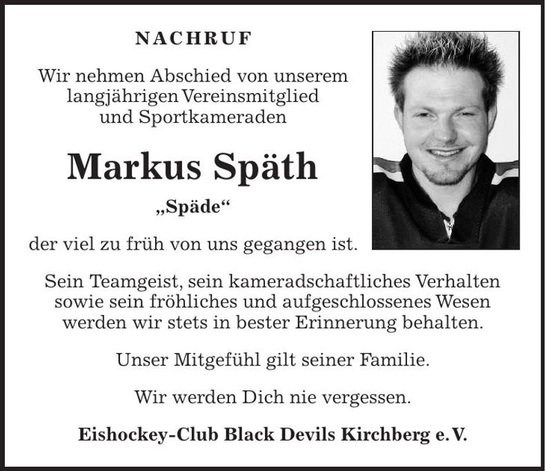 Traueranzeige Markus Späth