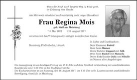 Traueranzeige Regina Mois
