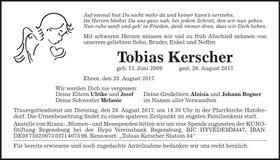 Traueranzeige Tobias Kerscher