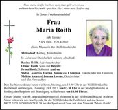 Traueranzeige Maria Roith