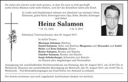 Traueranzeige Heinz Salamon