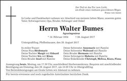 Traueranzeige Walter Bumes