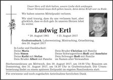 Traueranzeige Ludwig Ertl