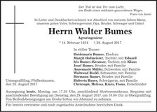Traueranzeige Walter Bumes