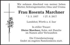 Traueranzeige Rosenta Marchner