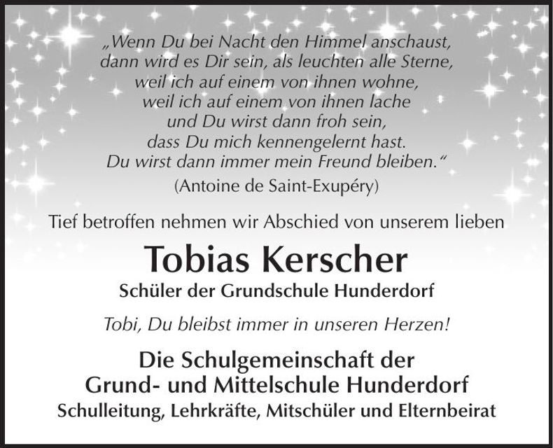 Traueranzeige Tobias Kerscher