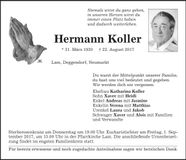 Traueranzeige Hermann Koller
