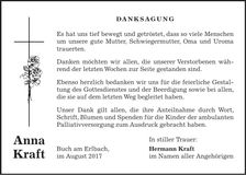 Traueranzeige Anna Kraft