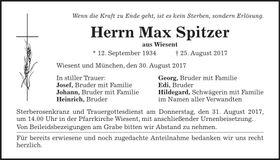 Traueranzeige Max Spitzer