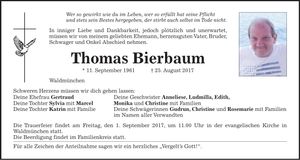 Traueranzeige Thomas Bierbaum