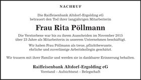 Traueranzeige Rita Pöllmann