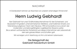 Traueranzeige Ludwig Gebhardt