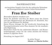 Traueranzeige Ilse Stoiber