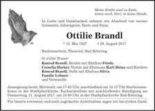 Traueranzeige Ottilie Brandl