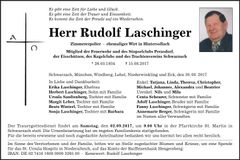 Traueranzeige Rudolf Laschinger