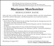 Traueranzeige Marianne Marchsreiter
