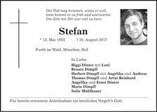 Traueranzeige Stefan Dimpfl