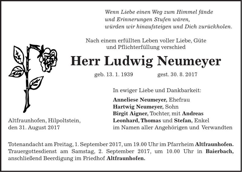 Traueranzeige Ludwig Neumeyer