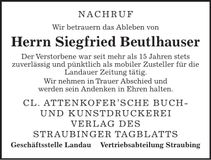 Traueranzeige Siegfried Beutlhauser