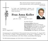 Traueranzeige Anna Koller