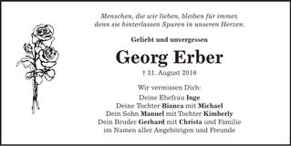 Traueranzeige Georg Erber