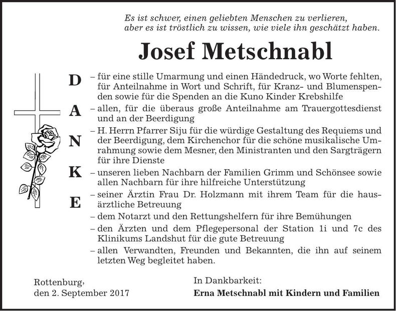 Traueranzeige Josef Metschnabl