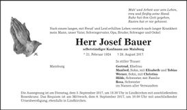 Traueranzeige Josef Bauer