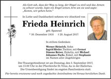 Traueranzeige Frieda Heinrich
