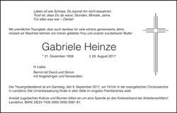 Traueranzeige Gabriele Heinze