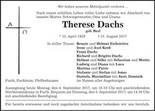 Traueranzeige Therese Dachs