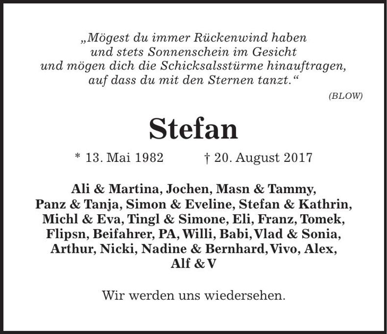Traueranzeige Stefan Dimpfl