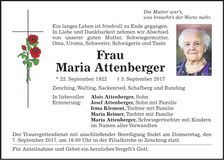 Traueranzeige Maria Attenberger