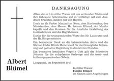 Traueranzeige Albert Blümel