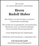 Traueranzeige Rudolf Huber
