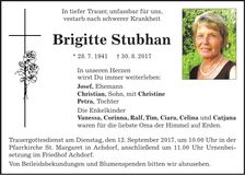 Traueranzeige Brigitte Stubhan