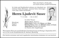 Traueranzeige Ljudevit Susec