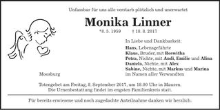 Traueranzeige Monika Linner