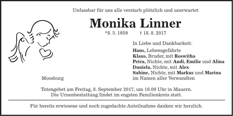 Traueranzeige Monika Linner