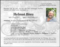 Traueranzeige Helmut Breu