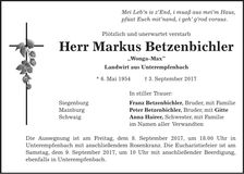 Traueranzeige Markus Betzenbichler
