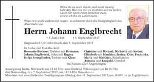 Traueranzeige Johann Englbrecht