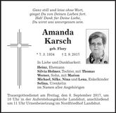 Traueranzeige Amanda Karsch